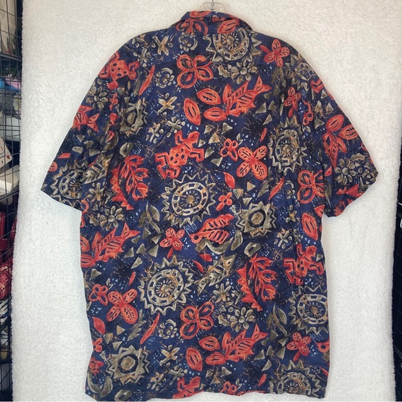 Hilo Hattie Vintage Floral Hawaiian Short Sleeve Button Shirt 2XL Turtle Fish - Picture 5 of 5